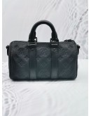 (LIKE NEW) 2024 MICROCHIP LOUIS VUITTON BANDOULIERE 25 BLACK MONOGRAM TAURILLON LEATHER HANDLE BAG -FULL SET-