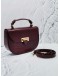 (LIKE NEW) ASPINAL OF LONDON SADDLE MOCK IN BURGUNDY EMBOSSED LEATHER TOP HANDLE BAG