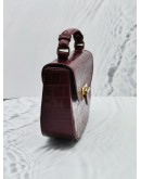 (LIKE NEW) ASPINAL OF LONDON SADDLE MOCK IN BURGUNDY EMBOSSED LEATHER TOP HANDLE BAG