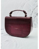 (LIKE NEW) ASPINAL OF LONDON SADDLE MOCK IN BURGUNDY EMBOSSED LEATHER TOP HANDLE BAG