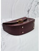 (LIKE NEW) ASPINAL OF LONDON SADDLE MOCK IN BURGUNDY EMBOSSED LEATHER TOP HANDLE BAG