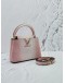 (LIKE NEW) 2023 MICROCHIP LOUIS VUITTON CAPUCINES MINI DUAL TONED PINK / WHITE OSTRICH LEATHER TOP HANDLE BAG -FULL SET-