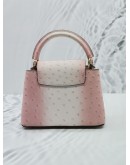 (LIKE NEW) 2023 MICROCHIP LOUIS VUITTON CAPUCINES MINI DUAL TONED PINK / WHITE OSTRICH LEATHER TOP HANDLE BAG -FULL SET-