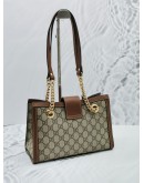 GUCCI SMALL PADLOCK TOTE CHAIN SHOULDER BAG IN GG SUPREME CANVAS WITH LEATHER