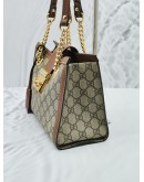 GUCCI SMALL PADLOCK TOTE CHAIN SHOULDER BAG IN GG SUPREME CANVAS WITH LEATHER