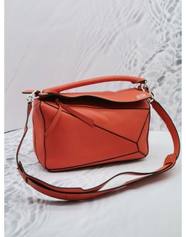 LOEWE MEDIUM PUZZLE TOP HANDLE BAG IN ORANGE CALFSKIN LEATHER 