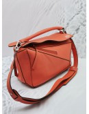 LOEWE MEDIUM PUZZLE TOP HANDLE BAG IN ORANGE CALFSKIN LEATHER 