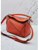 LOEWE MEDIUM PUZZLE TOP HANDLE BAG IN ORANGE CALFSKIN LEATHER 