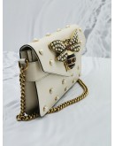 GUCCI NAPPA PEARL STUDDED QUEEN MARGARET BROADWAY BEE SHOULDER BAG IN OFF WHITE LEATHER 