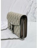 GUCCI DIONYSUS GG SUPREME CANVAS CROSSBODY SILVER CHAIN BAG -FULL SET-