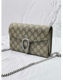 GUCCI DIONYSUS GG SUPREME CANVAS CROSSBODY SILVER CHAIN BAG -FULL SET-