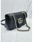 (LIKE NEW) GUCCI GG MARMONT IN BLACK LAMBSKIN LEATHER CROSSBODY CHAIN BAG SHW