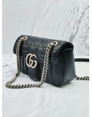 (LIKE NEW) GUCCI GG MARMONT IN BLACK LAMBSKIN LEATHER CROSSBODY CHAIN BAG SHW