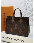 (BRAND NEW) 2024 MICROCHIP LOUIS VUITTON ON THE GO MM BROWN MONOGRAM CANVAS TOTE BAG -FULL SET-