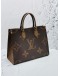 (BRAND NEW) 2024 MICROCHIP LOUIS VUITTON ON THE GO MM BROWN MONOGRAM CANVAS TOTE BAG -FULL SET-