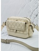 CHRISTIAN DIOR HIT THE ROAD IN CREAM CANVAS / LEATHER MESSENGER BAG 