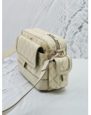 CHRISTIAN DIOR HIT THE ROAD IN CREAM CANVAS / LEATHER MESSENGER BAG 