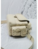 CHRISTIAN DIOR HIT THE ROAD IN CREAM CANVAS / LEATHER MESSENGER BAG 