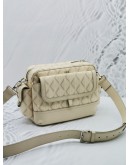 CHRISTIAN DIOR HIT THE ROAD IN CREAM CANVAS / LEATHER MESSENGER BAG 