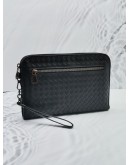 BOTTEGA VENETA INTRECCIATO LEATHER ZIPEED CLUTCH IN BLACK 