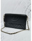 TORY BURCH FLEMING GEOMETRIC LEATHER CLUTCH / SHOULDER BAG 