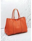 (SALE) 2014 HERMES GARDEN PARTY 36 CAMAILS ORANGE NEGONDA TOGO LEATHER BAG IN PALLADIUM HARDWARE STAMP R  