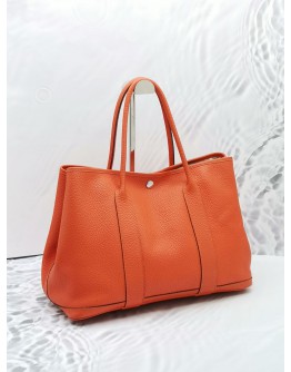 (SALE) 2014 HERMES GARDEN PARTY 36 CAMAILS ORANGE NEGONDA TOGO LEATHER BAG IN PALLADIUM HARDWARE STAMP R  