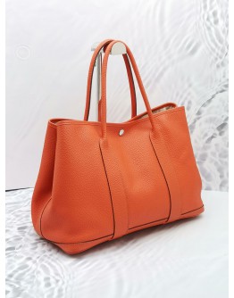 (SALE) 2014 HERMES GARDEN PARTY 36 CAMAILS ORANGE NEGONDA TOGO LEATHER BAG IN PALLADIUM HARDWARE STAMP R  