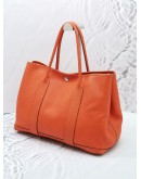 (SALE) 2014 HERMES GARDEN PARTY 36 CAMAILS ORANGE NEGONDA TOGO LEATHER BAG IN PALLADIUM HARDWARE STAMP R  