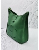 (SALE) 2017 HERMES EVELYNE GM CACTUS GREEN EPSOM LEATHER SHOULDER BAG STAMP A