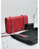 (SALE) 2018 CHANEL MATELASSE LEATHER CC WALLET ON CHAIN SLING BAG IN RED GRAINED LEATHER 