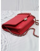 (SALE) 2018 CHANEL MATELASSE LEATHER CC WALLET ON CHAIN SLING BAG IN RED GRAINED LEATHER 