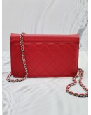 (SALE) 2018 CHANEL MATELASSE LEATHER CC WALLET ON CHAIN SLING BAG IN RED GRAINED LEATHER 