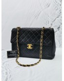 (SALE) CHANEL VINTAGE JUMBO SIGNLE FLAP BLACK LAMBSKIN LEATHER GOLD HARDWARE CHAIN SHOULDER BAG