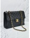 (SALE) CHANEL VINTAGE JUMBO SIGNLE FLAP BLACK LAMBSKIN LEATHER GOLD HARDWARE CHAIN SHOULDER BAG