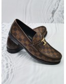 (LIKE NEW) LOUIS VUITTON MAJOR LOAFER BROWN DAMIER EBENE CANVAS / LEATHER SIZE 8