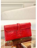 (LIKE NEW) 2016 HERMES JIGE ELAN 29 LIMITED EDITION CLUTCH IN ROUGE VIF NILOTICUS CROCODILE LEATHER