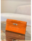 (LIKE NEW) 2012 HERMES KELLY 20 LIMITED EDITION WALLET IN ORANGE POPPY ALLIGATOR LEATHER