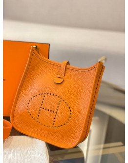 (BRAND NEW) 2021 HERMES EVELYNE TPM IN ORANGE CLEMENCE LEATHER -FULL SET-