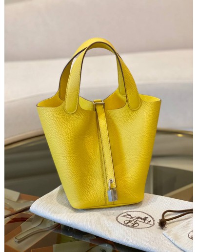 (BRAND NEW) 2020 HERMES PICOTIN 18 IN JAUNE DE NAPLES CLEMENCE LEATHER -FULL SET-