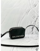 BALENCIAGA XS LOGO VILLE BLACK LEATHER CAMERA CROSSBODY BAG 