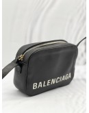 BALENCIAGA XS LOGO VILLE BLACK LEATHER CAMERA CROSSBODY BAG 