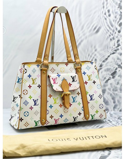 LOUIS VUITTON AURELIA MM TOTE BAG IN WHITE MONOGRAM MULTICOLOR CANVAS 