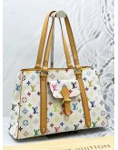 LOUIS VUITTON AURELIA MM TOTE BAG IN WHITE MONOGRAM MULTICOLOR CANVAS 