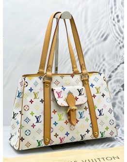 LOUIS VUITTON AURELIA MM TOTE BAG IN WHITE MONOGRAM MULTICOLOR CANVAS 