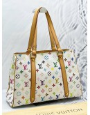 LOUIS VUITTON AURELIA MM TOTE BAG IN WHITE MONOGRAM MULTICOLOR CANVAS 