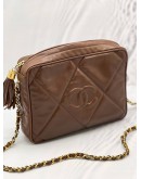 CHANEL TASSEL CAMERA BROWN LAMBSKIN LEATHER SLING BAG 