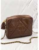 CHANEL TASSEL CAMERA BROWN LAMBSKIN LEATHER SLING BAG 