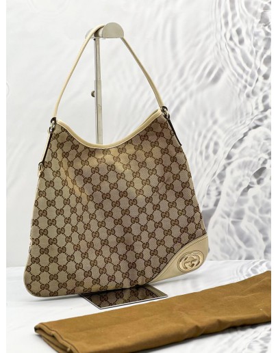 GUCCI BRITT HOBO SHOULDER BAG IN SIGNATURE GG SUPREME CANVAS