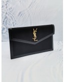 (UNUSED) 2020 YSL SAINT LAURENT UPTOWN FLAP POUCH BLACK FABRIC / LEATHER -FULL SET-